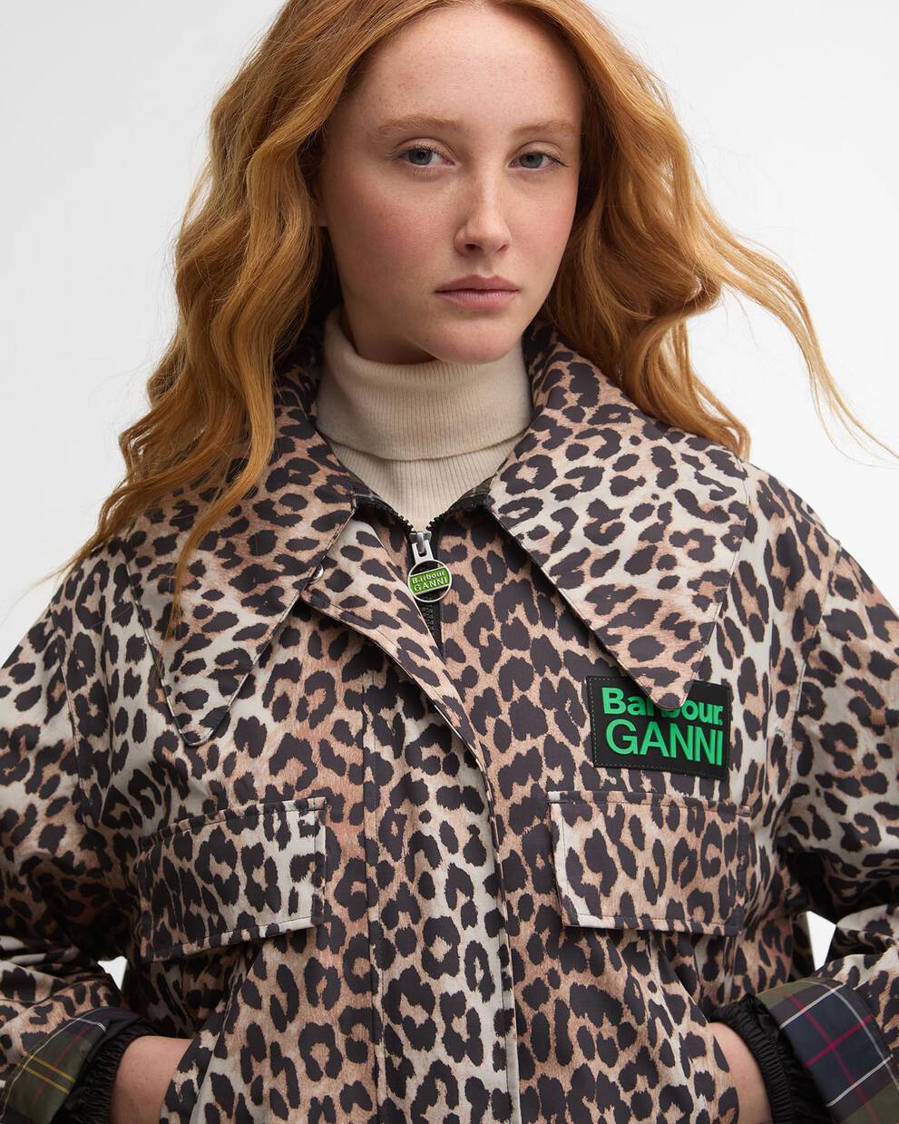 Parka impermeabile con stampa leopardata Barbour x GANNI