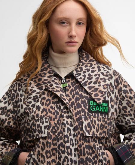 Parka impermeabile con stampa leopardata Barbour x GANNI Ganni Leopard Print