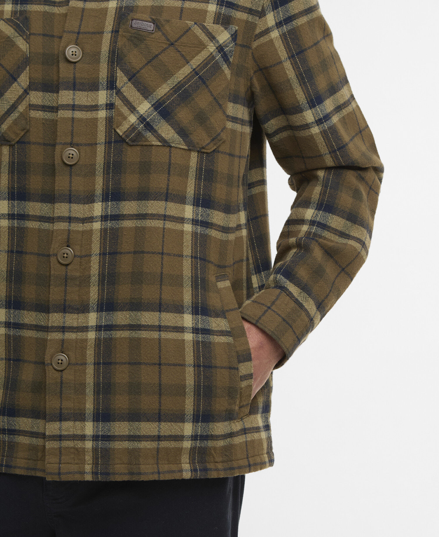Overshirt Trent a quadri Olive