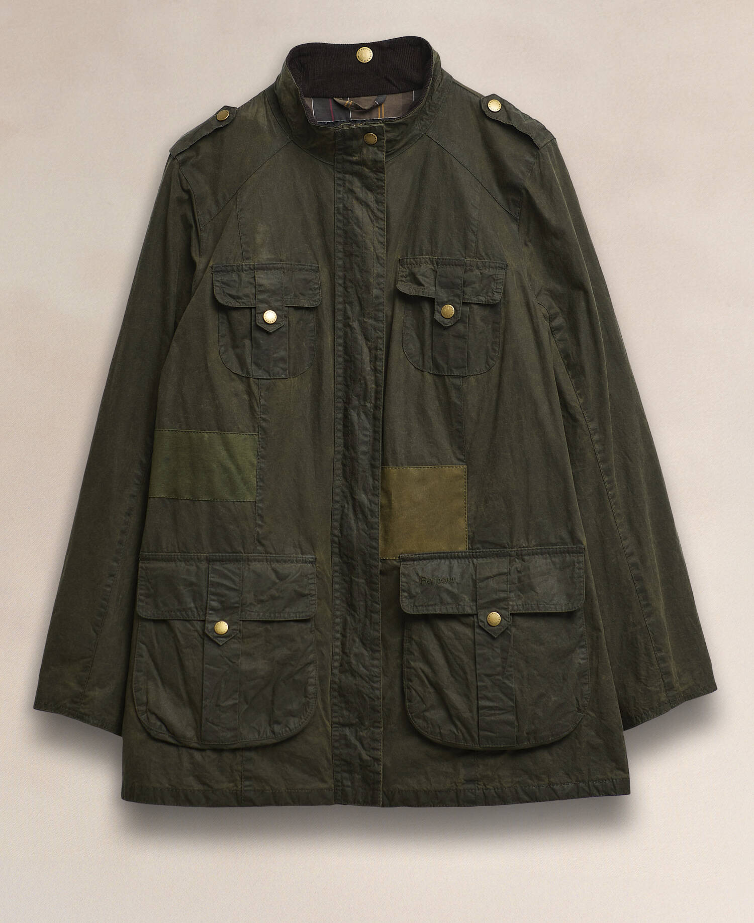 Barbour Re-Loved Defence Waxed Jacket - Size 18 Olive image number 0