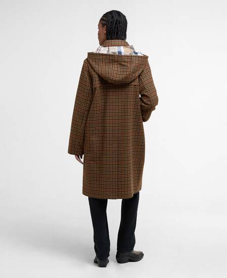 Dufflecoat Melody Check Wool Brown/Orange Check/Hessian Tartan