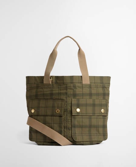 Transport Carry-All Tote Bag Dusky Green Tartan