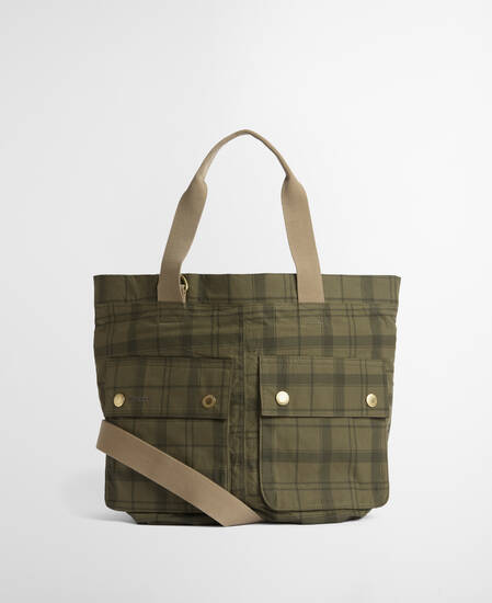 Borsa tote Transport Carry-All Dusky Green Tartan