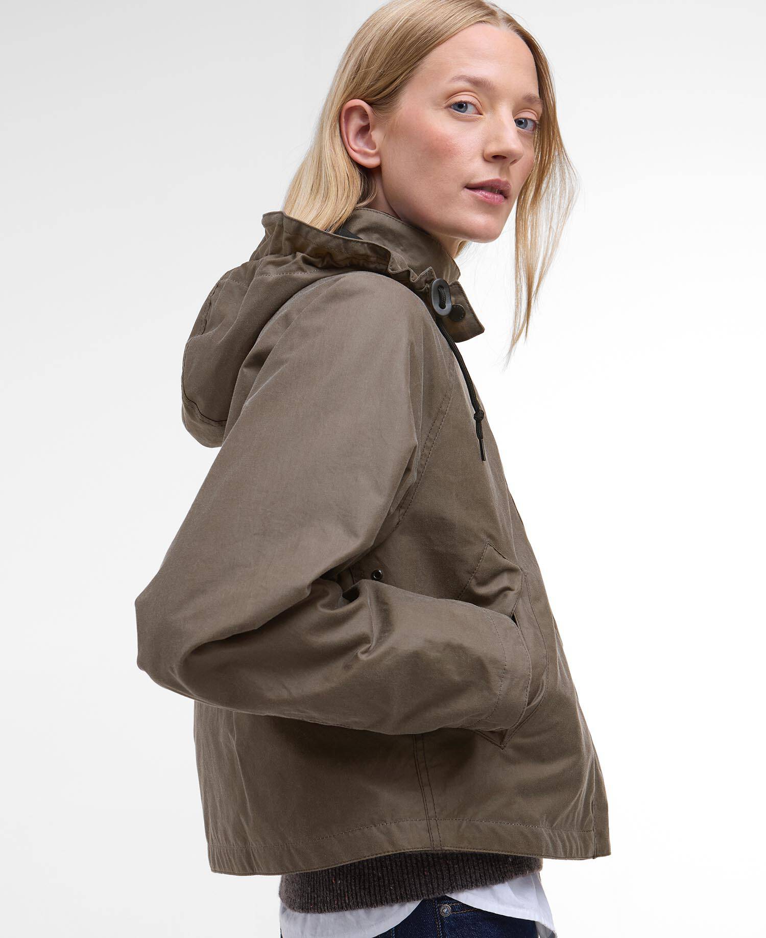 Barbour for Margaret Howell Women's Transport Waxed Jacket Kelp image number 4