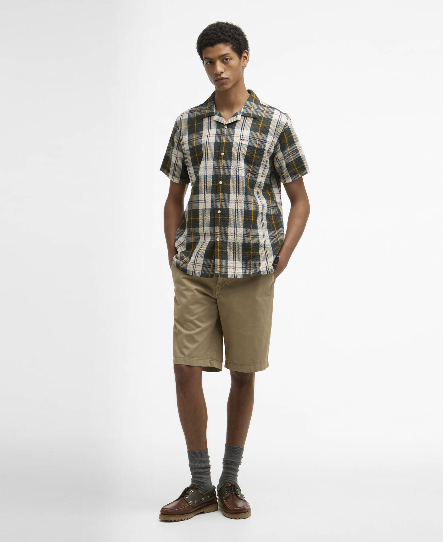 Clyde Short-Sleeved Seersucker Tartan Shirt Ancient Tartan image number 1