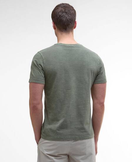 T-shirt con taschino tinta con pigmenti Light Moss