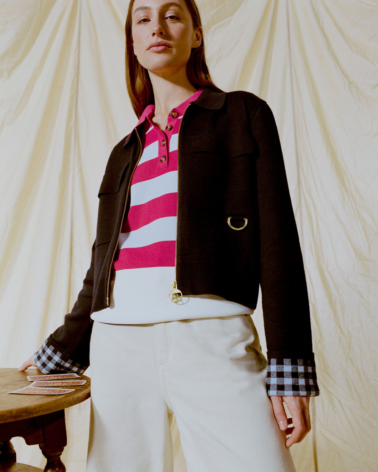 Paul Smith Loves Barbour Whitby Knitted Zip Through Cardigan Dark Navy