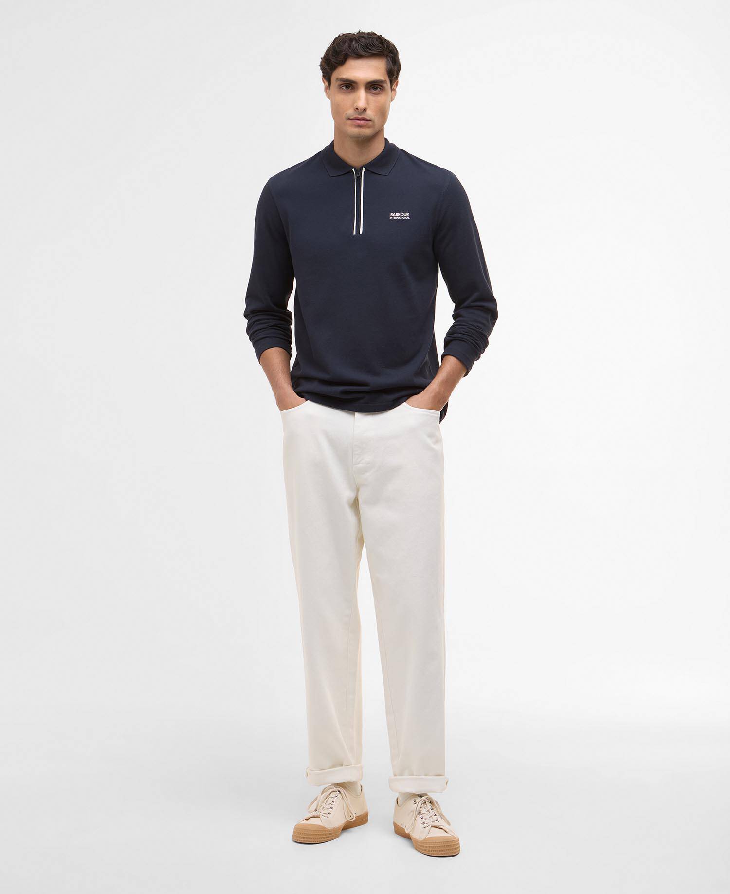 Marshall Long-Sleeved Polo Shirt Navy image number 1