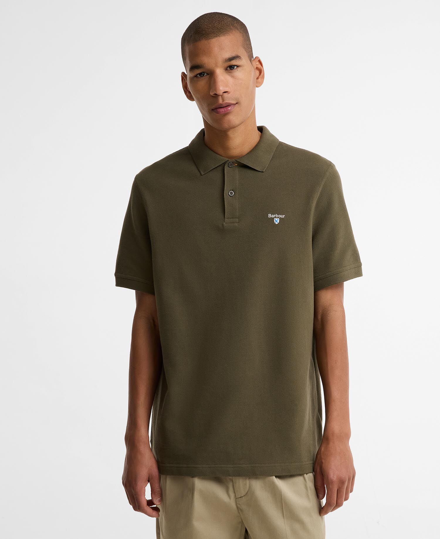 Tartan Pique Polo Shirt Dark Olive/Classic