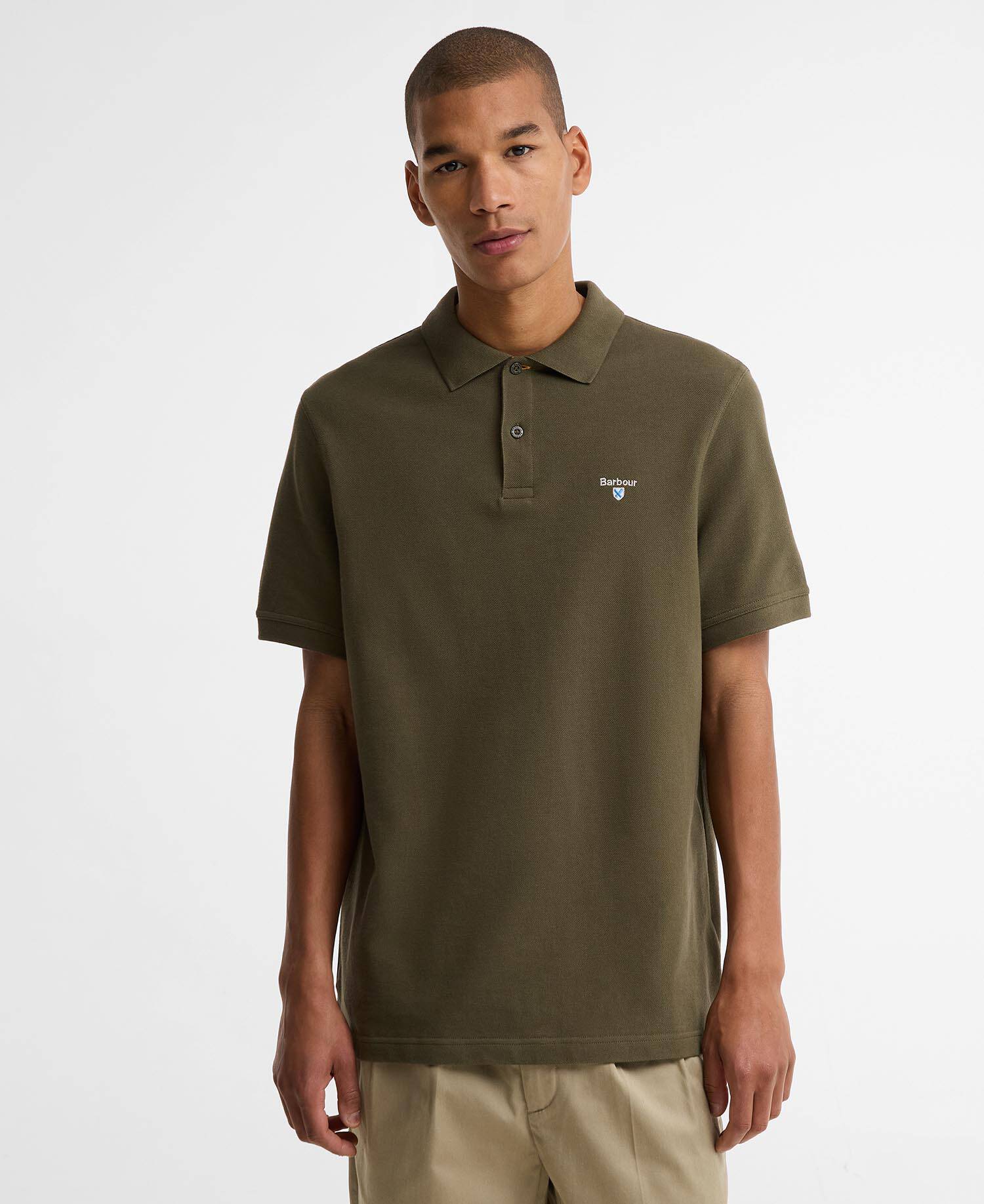Tartan Pique Polo Shirt Dark Olive/Classic image number 0