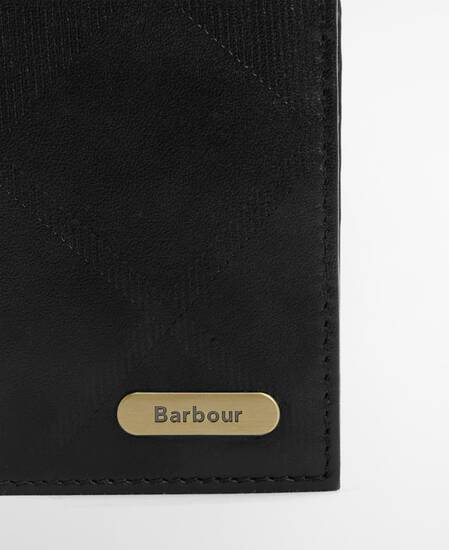 Brunton Leather Wallet Black Deboss Tartan