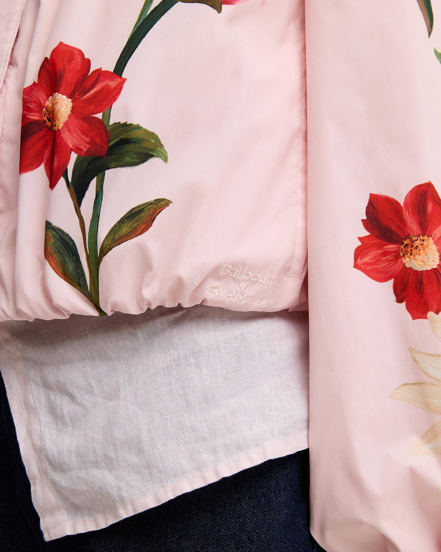 Barbour FARM Rio Madelena Showerproof Jacket Pink Edens Bloom/Cream Flower image number 5