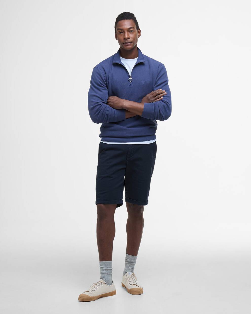 Felpa con zip corta in piqu&eacute; interlock