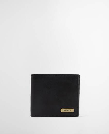 Brunton Leather Wallet Black Deboss Tartan