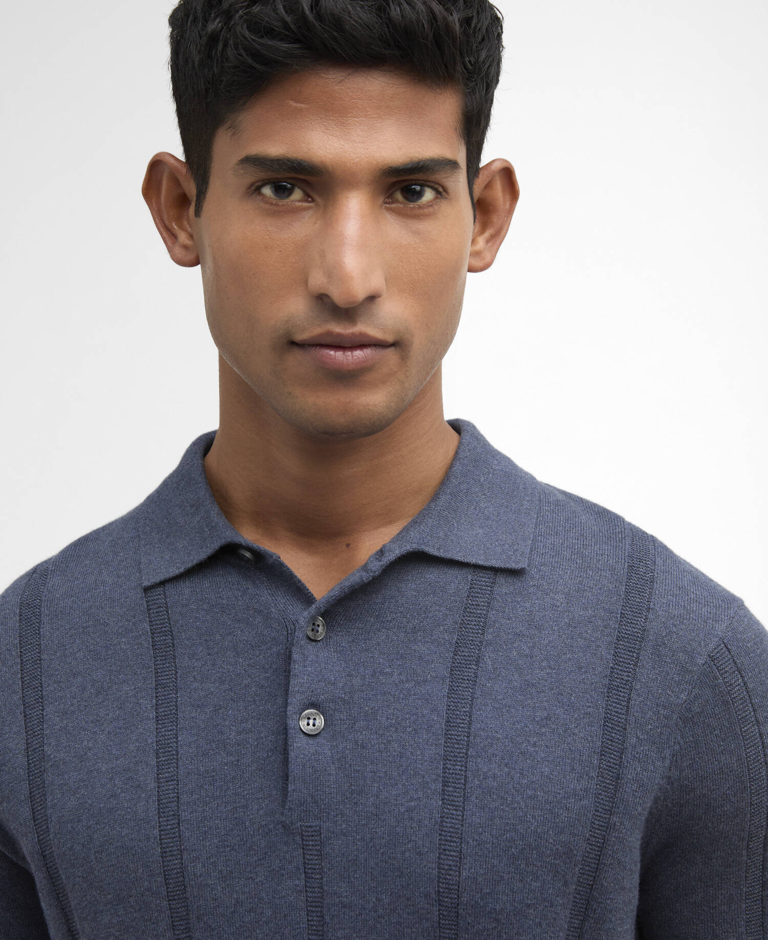 Wellburn Knitted Polo Shirt Navy image number 3