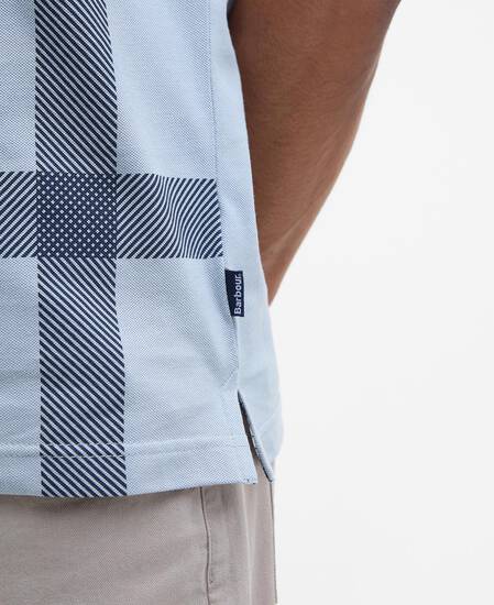 Blaine Tartan Short-Sleeved Polo Shirt Mineral Blue