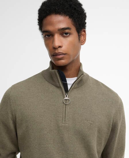 Cotton Quarter-Zip Jumper Smokey Olive