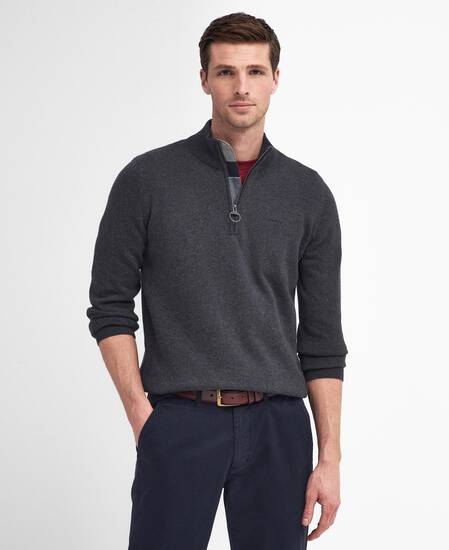 Cotton Half-Zip Jumper Charcoal