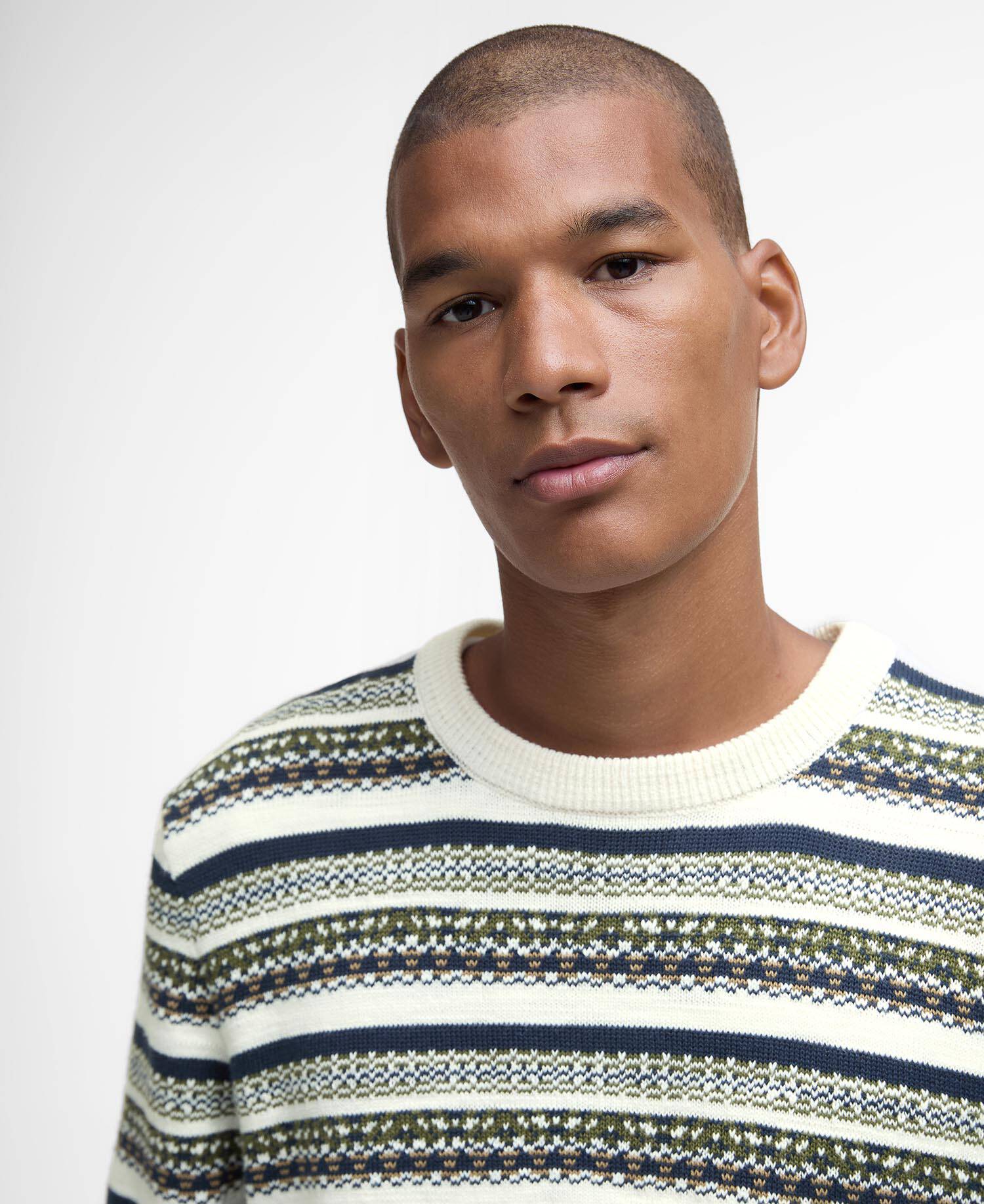 Topcliffe Fairisle Crew Neck Sweater Whisper White image number 3