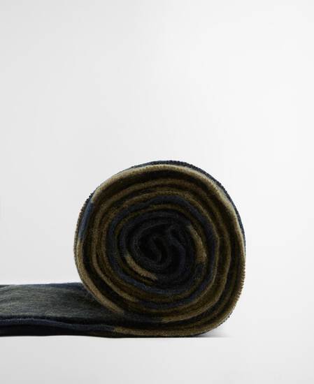 Sciarpa con motivo tartan in lana d’agnello Maxine Black/Olive