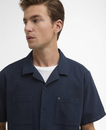 Wayback Waffle Short-Sleeved Shirt Navy