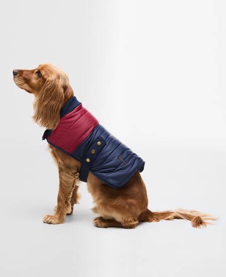 Brampton Quilted Dog Coat Red/Navy