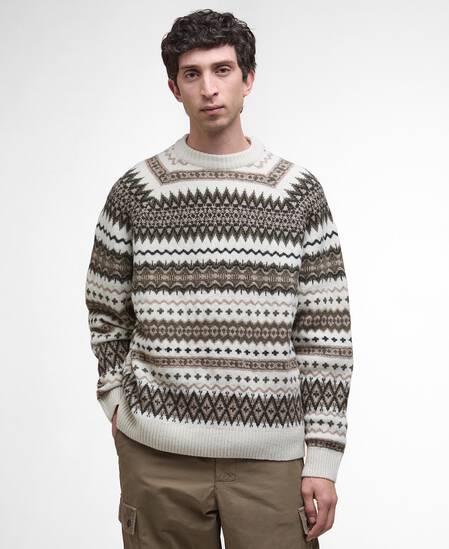 Pullover Hase Fair Isle Rundhalsausschnitt Whisper White