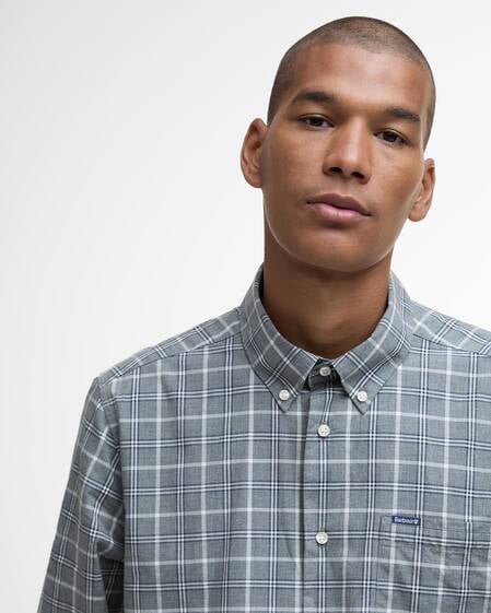 Bramham Checked Tailored Shirt Grey Marl