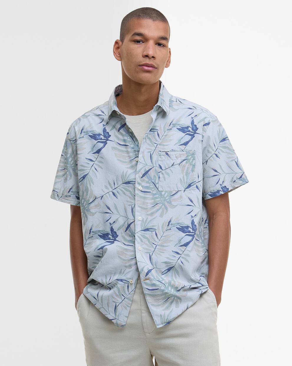 Valleyfield Palm-Print Short-Sleeved Shirt