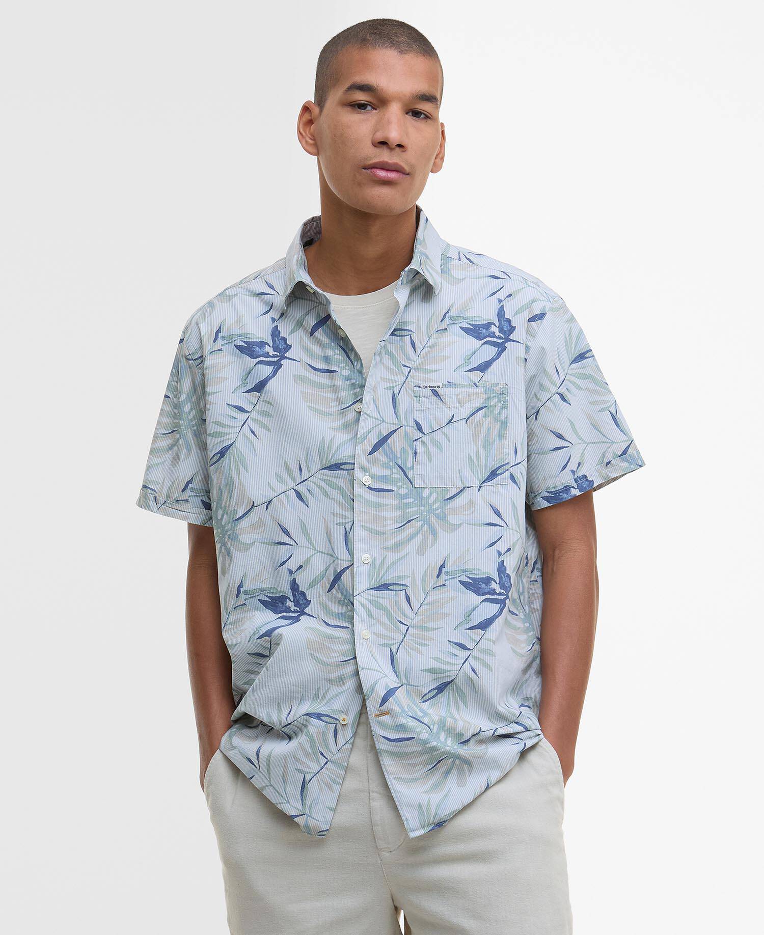 Valleyfield Palm-Print Short-Sleeved Shirt image number 0