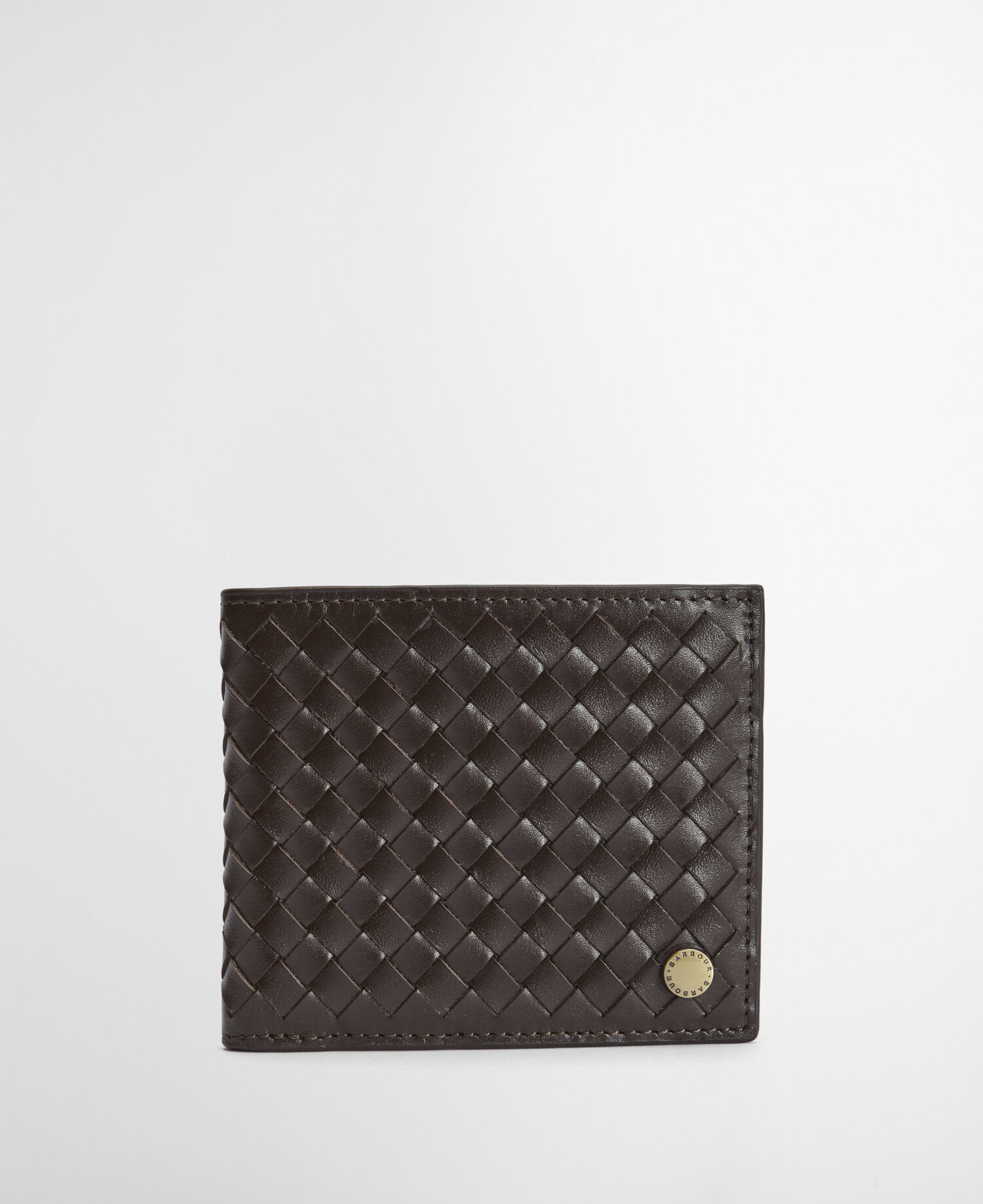 Portafoglio in pelle intrecciata Farne Brown
