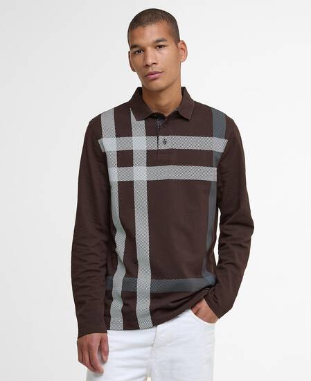 Blaine Tartan Long-Sleeved Polo Shirt Dark Oak Blaine Tartan Long-Sleeved Polo Shirt Dark Oak