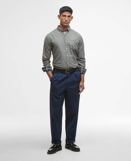 Huntly Houndstooth Tailored Shirt Olive