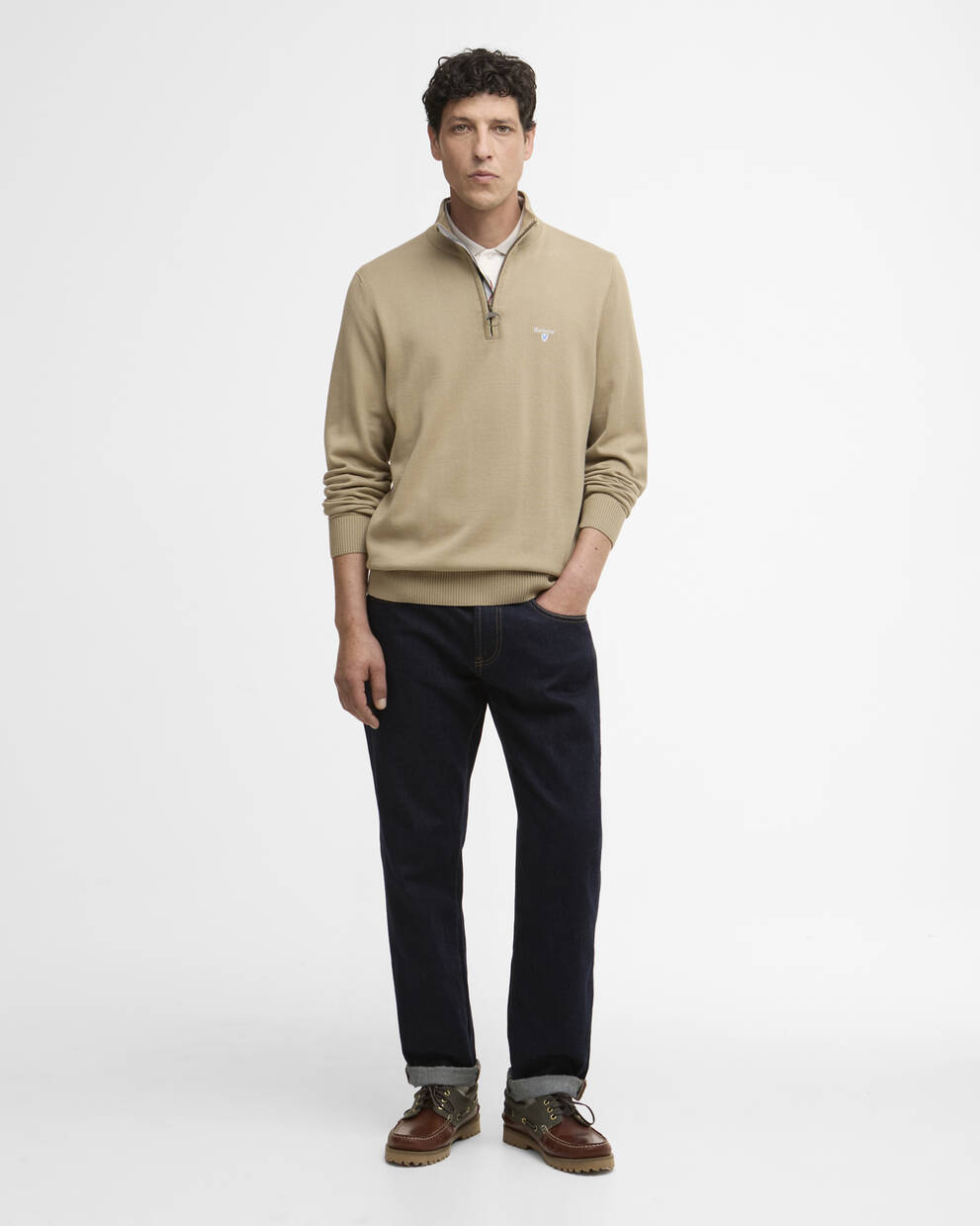 Maglione con zip corta in cotone compatto Lingwood