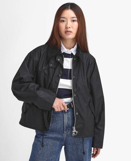 Women's Transport Waxed Jacket Black-Modern