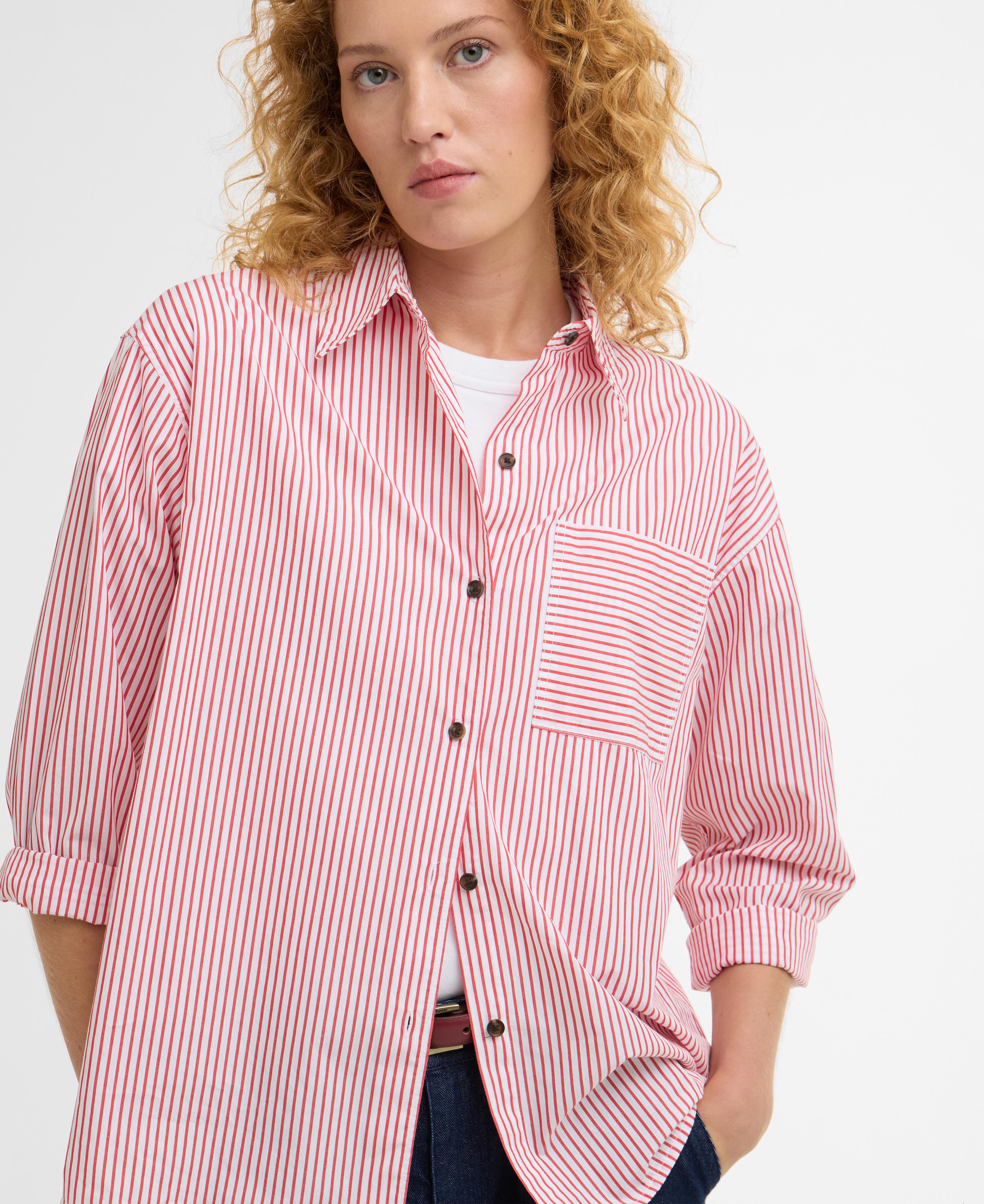 Polly Striped Relaxed Shirt Poppy Red Stripe