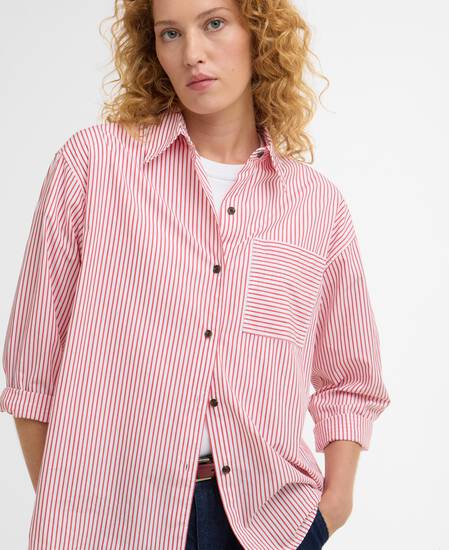 Polly Striped Relaxed Shirt Poppy Red Stripe