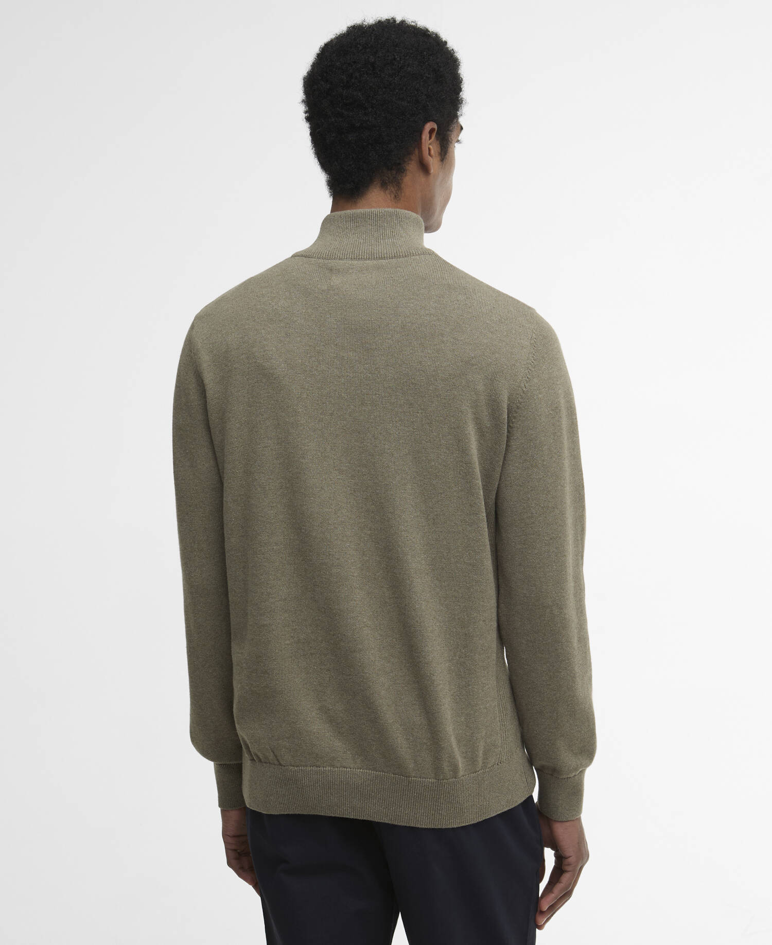 Cotton Quarter-Zip Jumper Smokey Olive image number 2