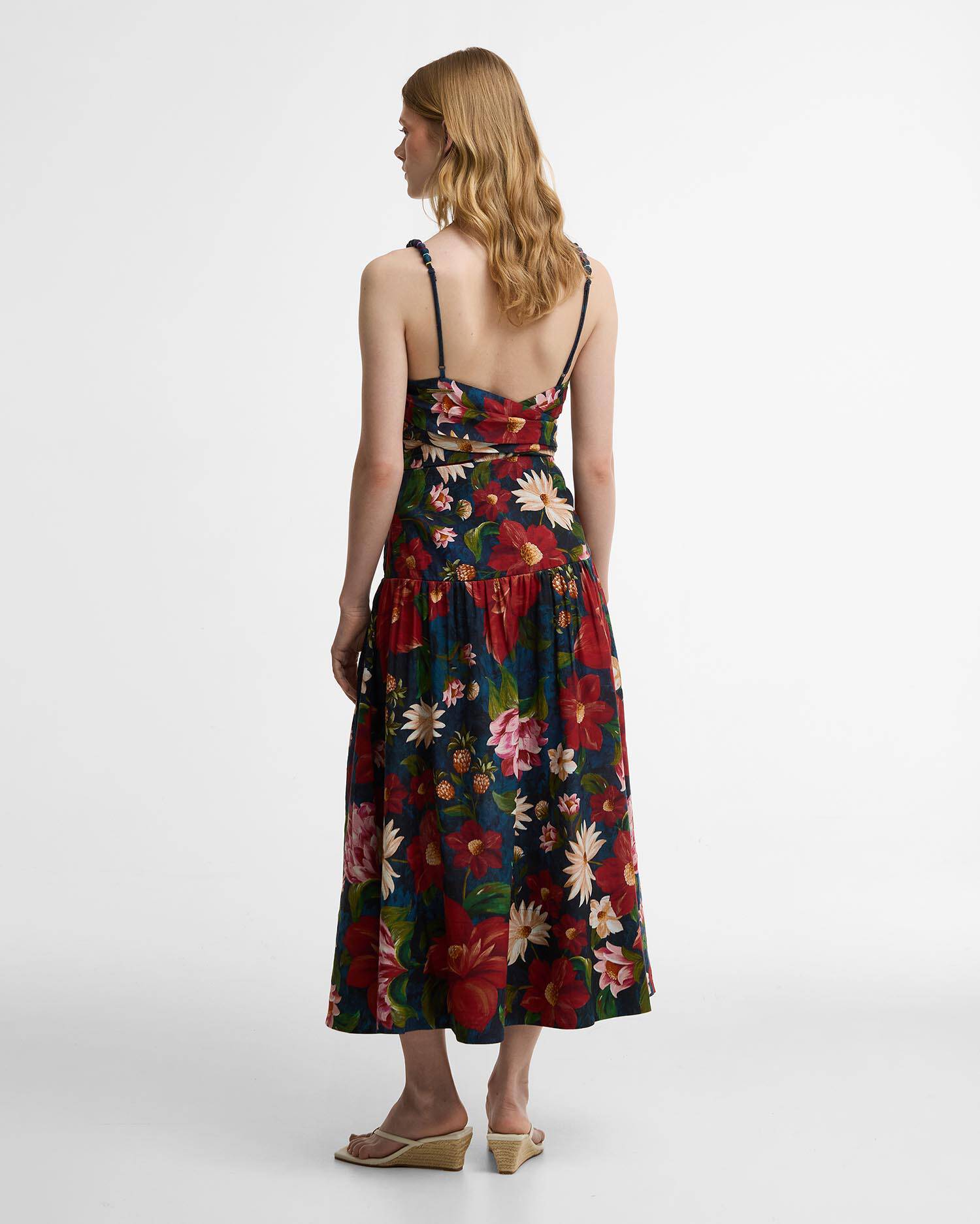 Barbour FARM Rio Wild Flower Midi Dress Navy Wild Flower Print image number 2