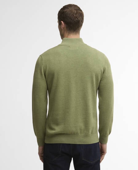 Cotton Quarter-Zip Jumper Laurel Green