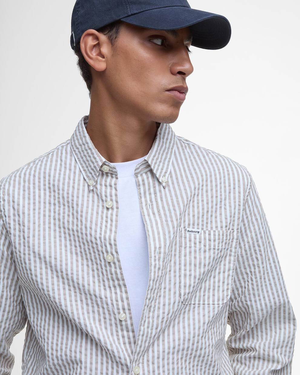 Camicia Cresswell a maniche lunghe in seersucker leggermente aderente