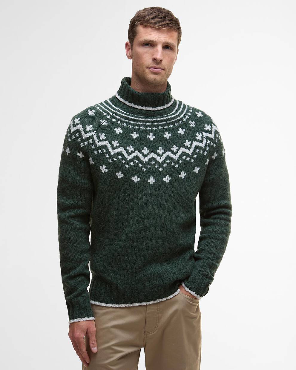 Maglione Hewton con collo alto con risvolto e motivo Fair Isle