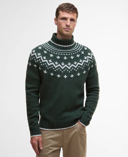 Hewton Fair Isle Roll Neck Jumper Forest