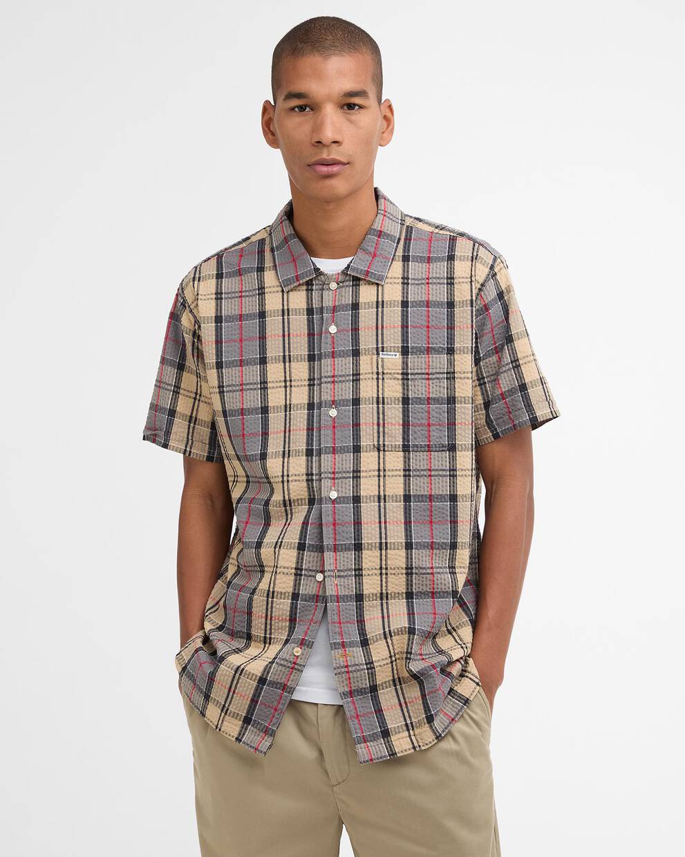 Camicia Clyde a maniche corte in tartan seersucker