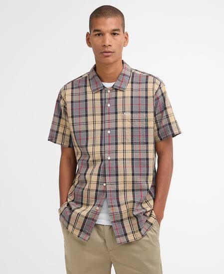 Clyde Short-Sleeved Seersucker Tartan Shirt Dress Tartan