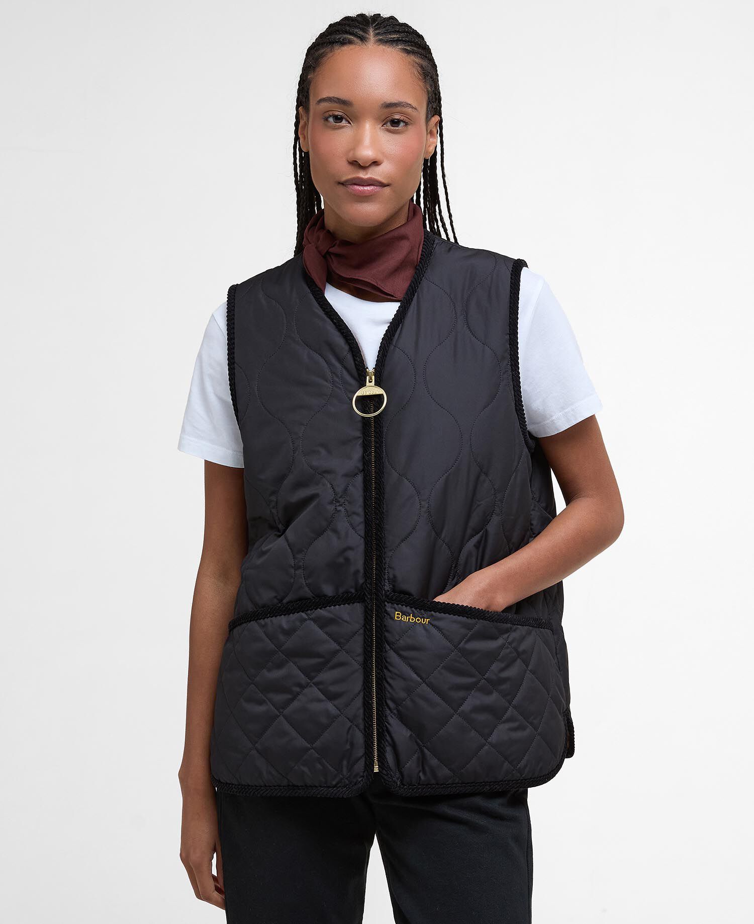 Barbour women’s quilted fur gilet／Black BARBOUR Santa Rose Gilet | endource