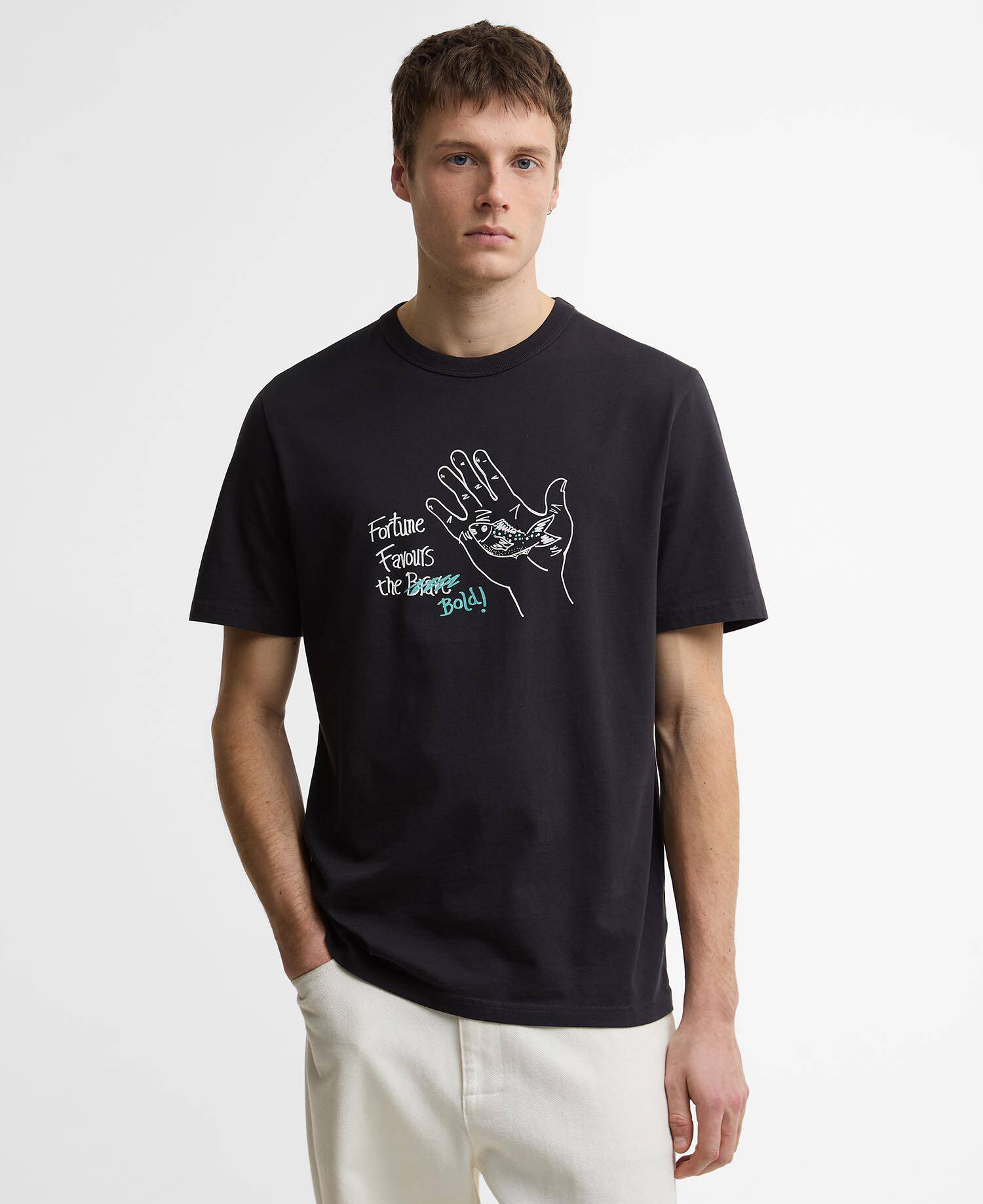 Paul Smith Loves Barbour Fortune Fish Graphic T-Shirt Dark Navy image number 0