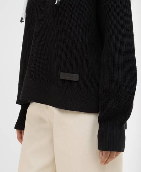 Daya Knitted Hoodie Black