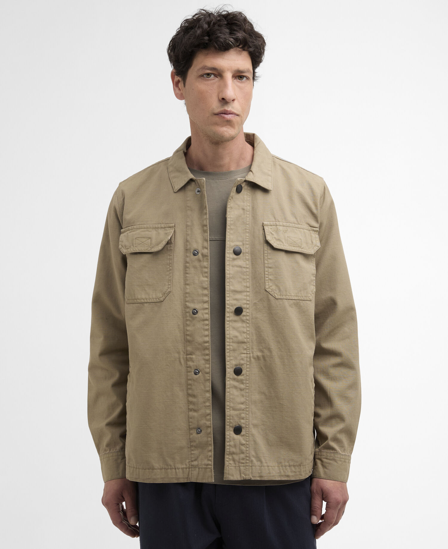 Overshirt Draftmen Cotton Slub Grey Olive