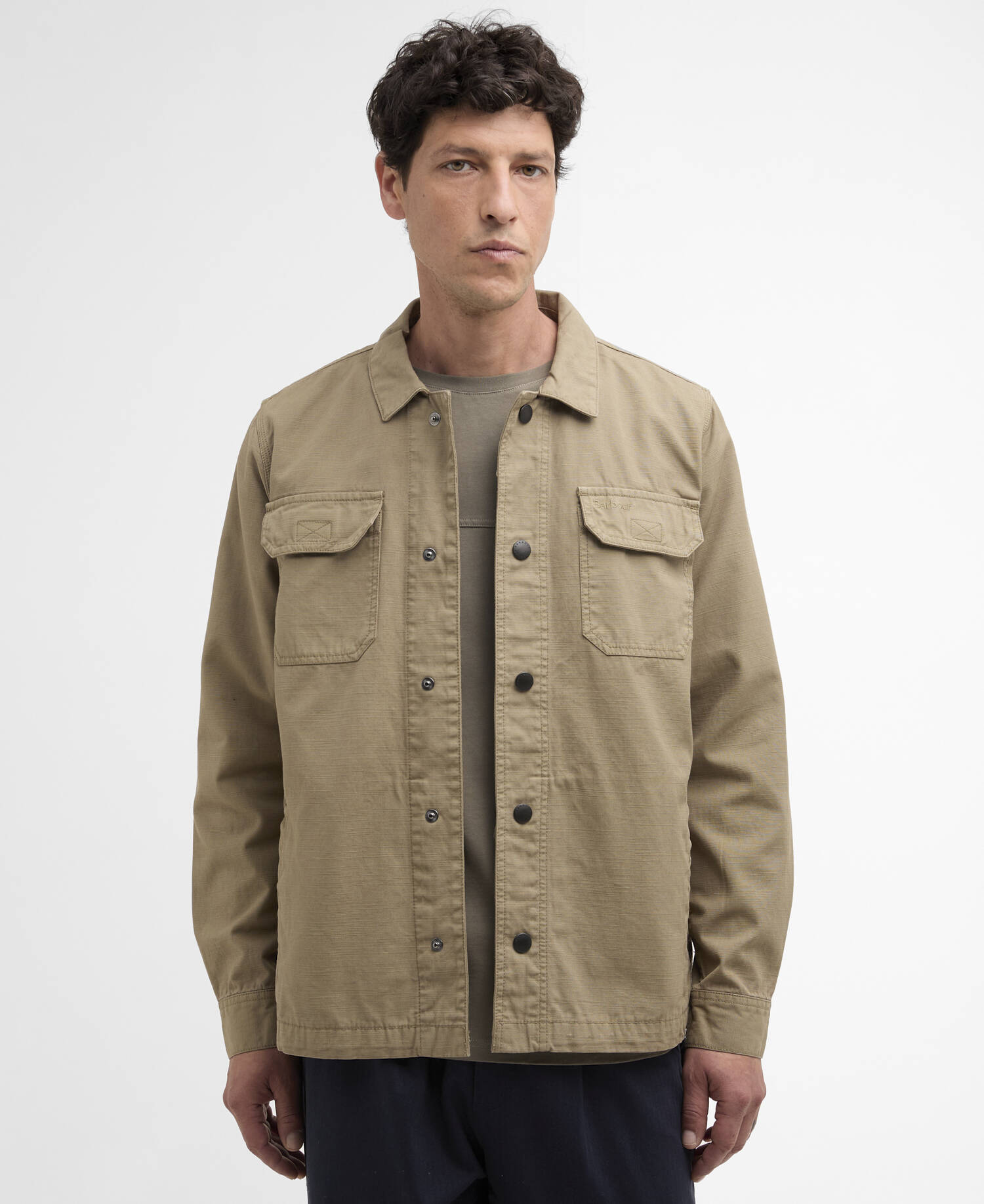 Overshirt Draftmen Cotton Slub Grey Olive image number 0